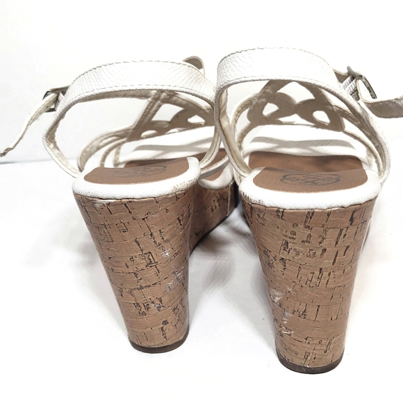 White strappy wedge sandals 8 Daisy fuentes women's spring cork heels - Picture 3 of 9
